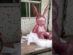 Stainless steel hollowed-out rabbit for shopping mall display case