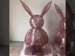 Stainless steel hollowed-out rabbit for shopping mall display case